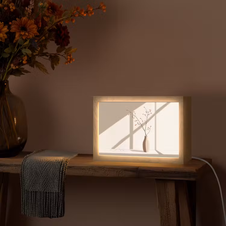 Vaas - Takken - Bessen - Minimalistisch Light Box met kabel (Tafellamp) klein -sfeer4