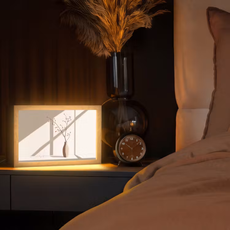 Vaas - Takken - Bessen - Minimalistisch Light Box met kabel (Tafellamp) klein -sfeer1