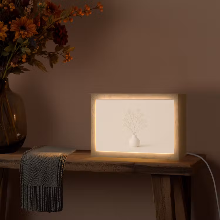 Vaas - Takken - Bloemetjes - Wit Light Box met kabel (Tafellamp) klein -sfeer4