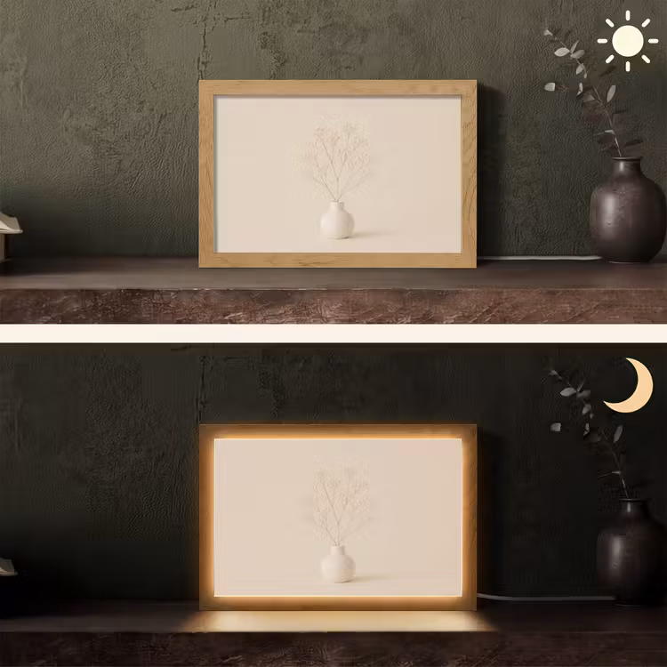 Vaas - Takken - Bloemetjes - Wit Light Box met kabel (Tafellamp) klein -sfeer3
