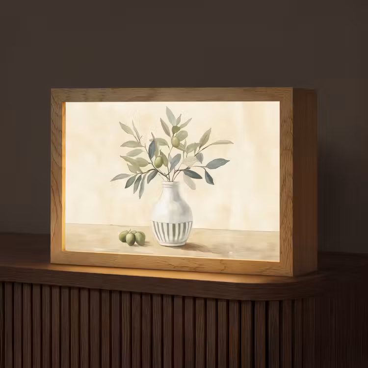 Vaas - Keramiek - Olijftakken Light Box met kabel (Tafellamp) klein -z3d_website