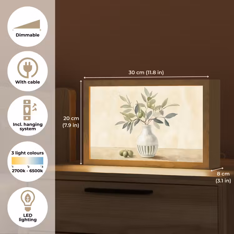 Vaas - Keramiek - Olijftakken Light Box met kabel (Tafellamp) klein -USP_EN