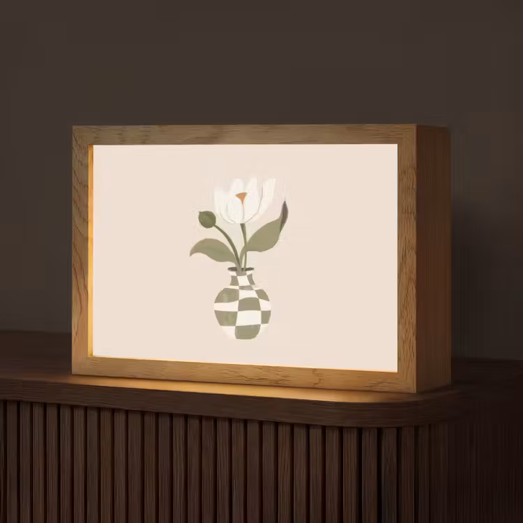 Vaas - Geruit - Bloem - Groen Light Box met kabel (Tafellamp) klein -z3d_website