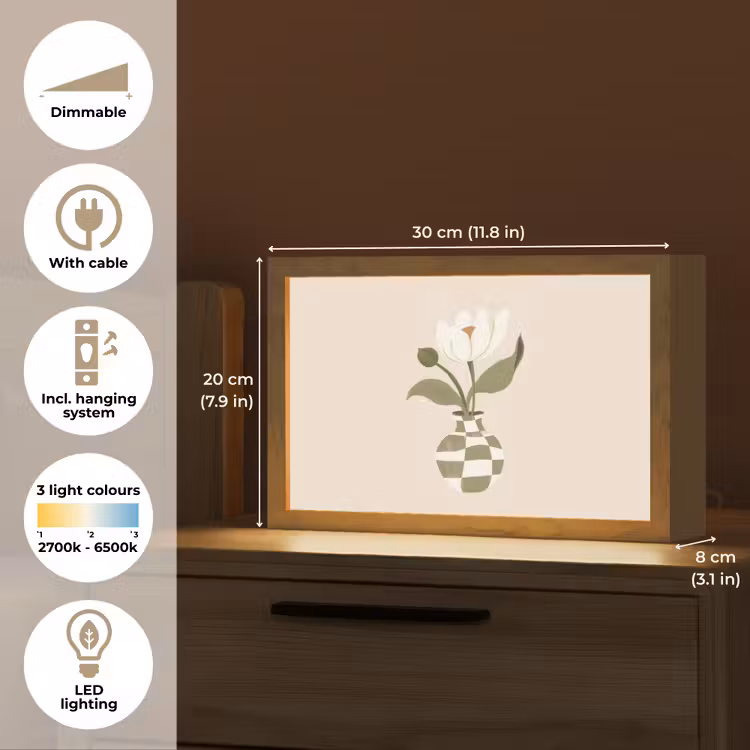 Vaas - Geruit - Bloem - Groen Light Box met kabel (Tafellamp) klein -USP_EN