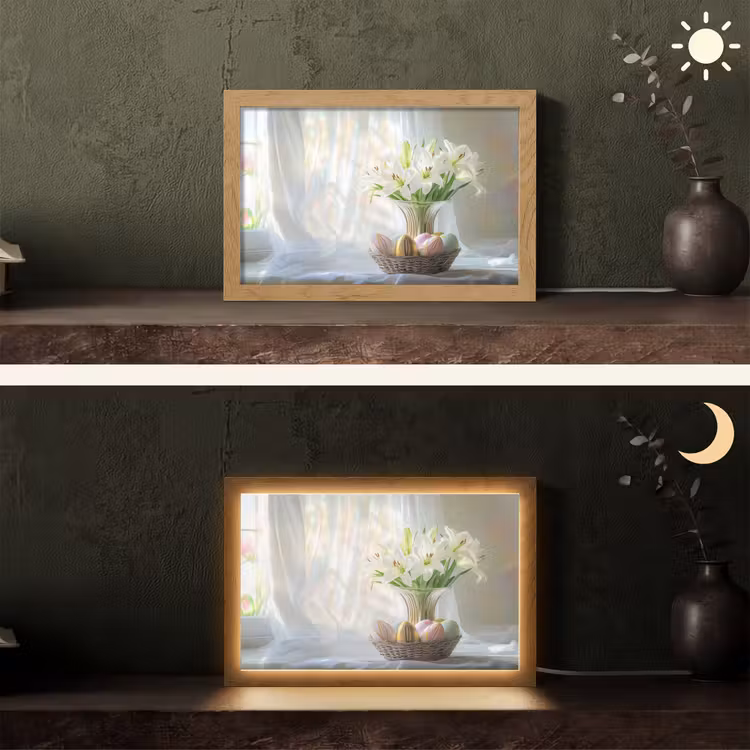 Vaas - Eieren - Bloemen Light Box met kabel (Tafellamp) klein -sfeer3