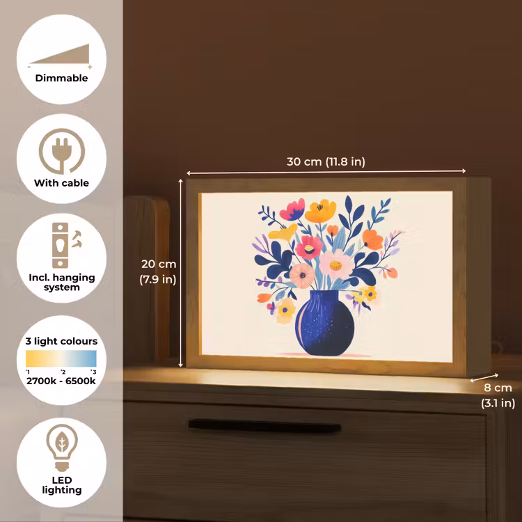 Vaas - Bloemen - Boeket Light Box met kabel (Tafellamp) klein -USP_EN