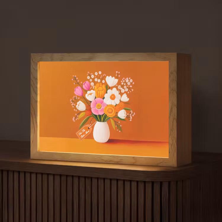 Vaas - Bloemen - Oranje Light Box met kabel (Tafellamp) klein -z3d_website