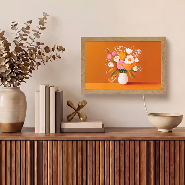 Vaas - Bloemen - Oranje Light Box met kabel (Tafellamp) klein -sfeer2