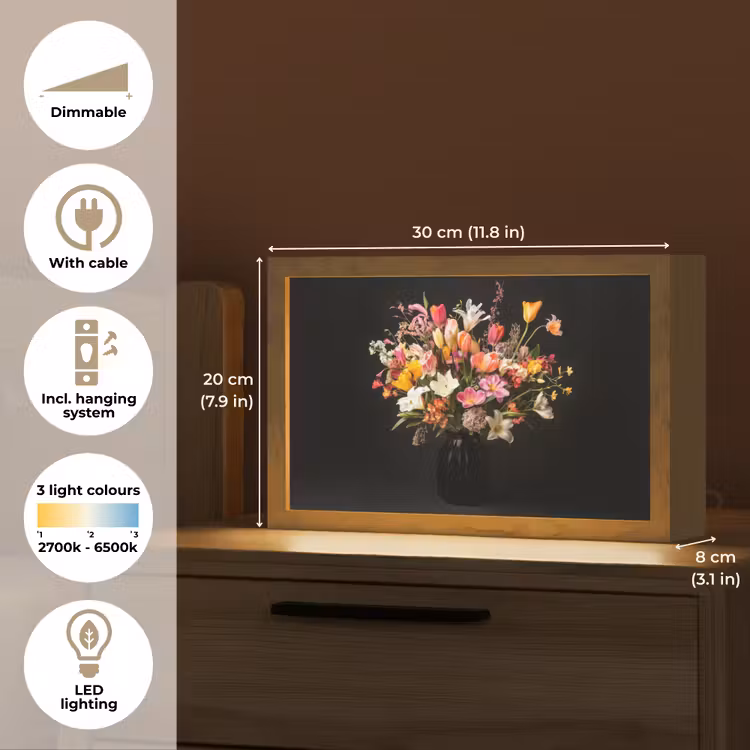 Vaas - Bloemen - Tulpen Light Box met kabel (Tafellamp) klein -USP_EN