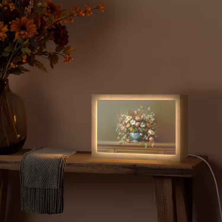 Vaas - Pastel - Kleuren - Bloemen Light Box met kabel (Tafellamp) klein -sfeer4