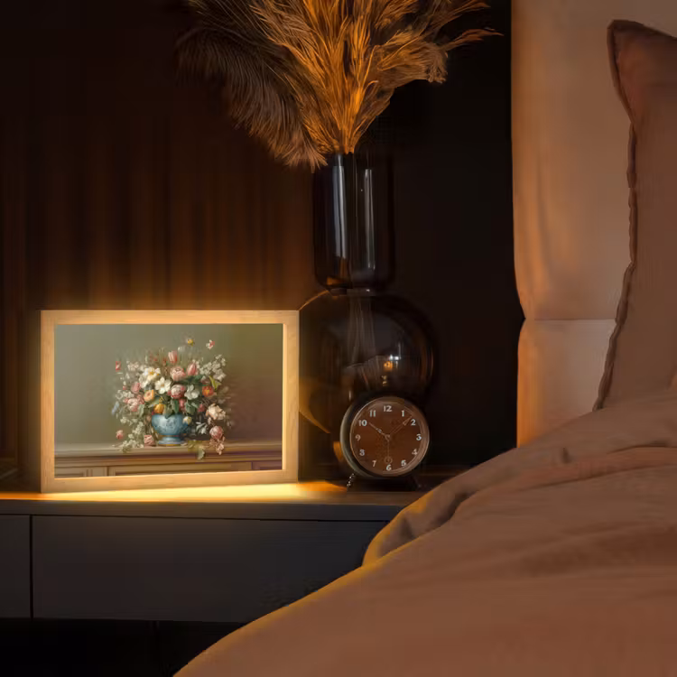 Vaas - Pastel - Kleuren - Bloemen Light Box met kabel (Tafellamp) klein -sfeer1