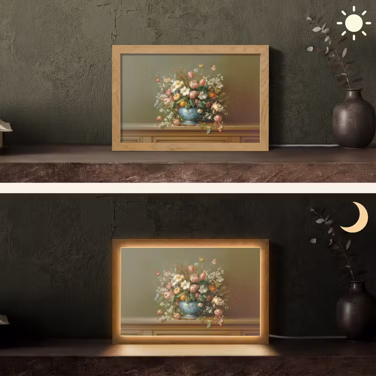 Vaas - Pastel - Kleuren - Bloemen Light Box met kabel (Tafellamp) klein -sfeer3