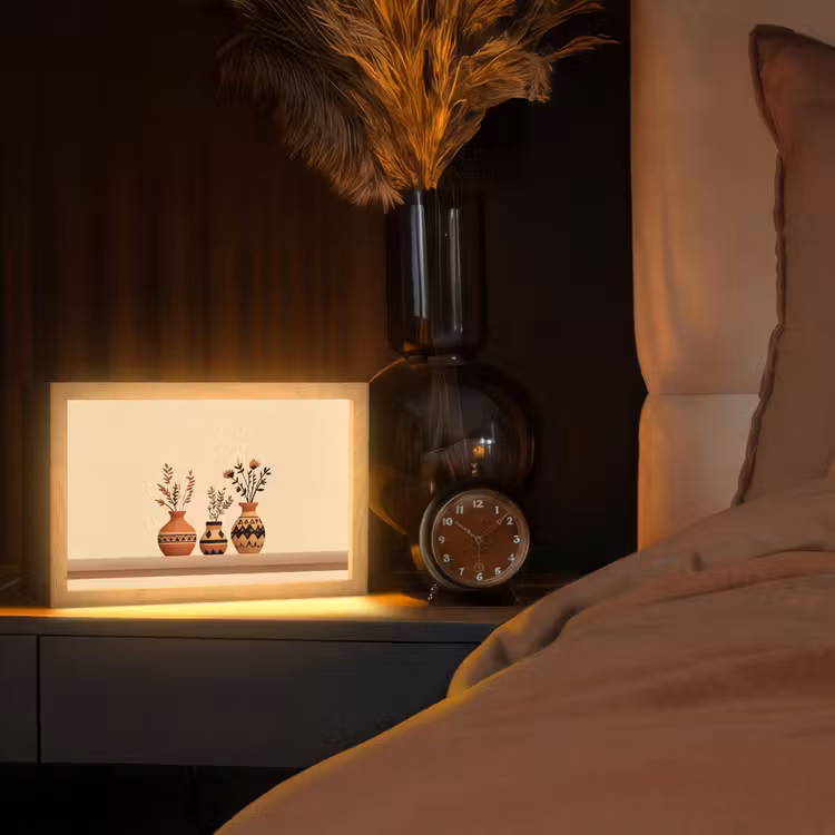 Vazen - Bloemen - Bladeren - Minimalistisch Light Box met kabel (Tafellamp) klein -sfeer1