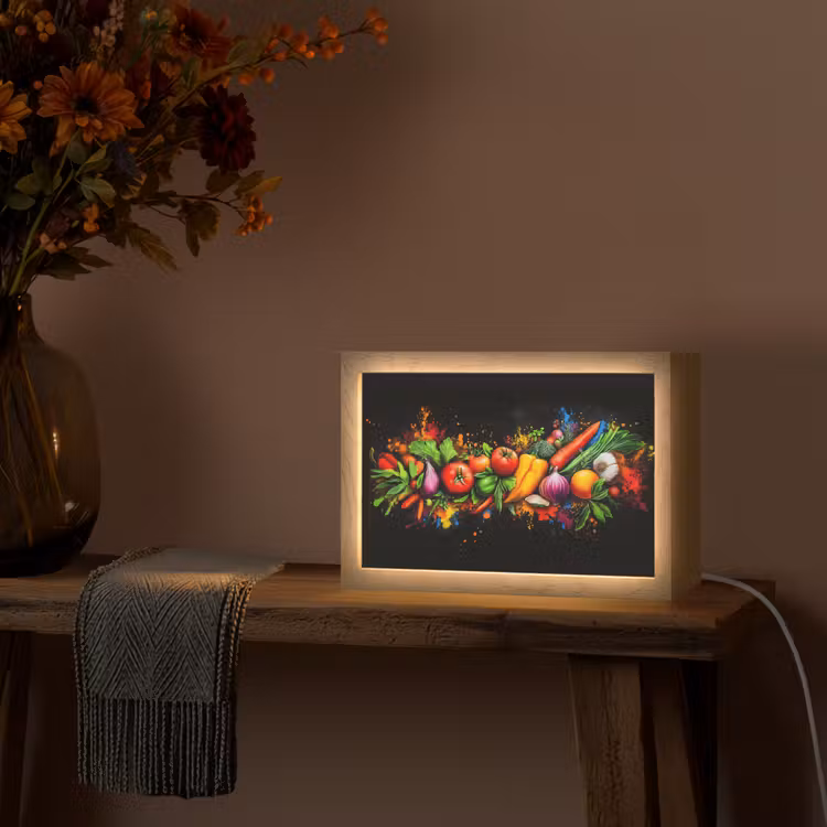 Groente - Eten - Kruiden - Graffiti - Koken Light Box met kabel (Tafellamp) klein -sfeer4