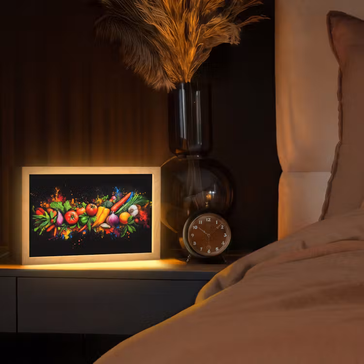 Groente - Eten - Kruiden - Graffiti - Koken Light Box met kabel (Tafellamp) klein -sfeer1