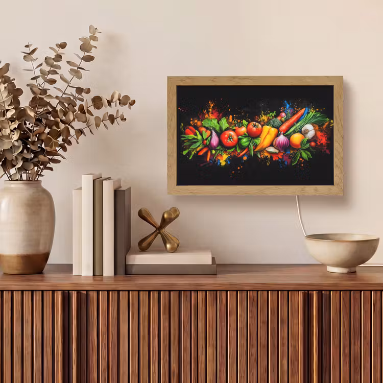 Groente - Eten - Kruiden - Graffiti - Koken Light Box met kabel (Tafellamp) klein -sfeer2