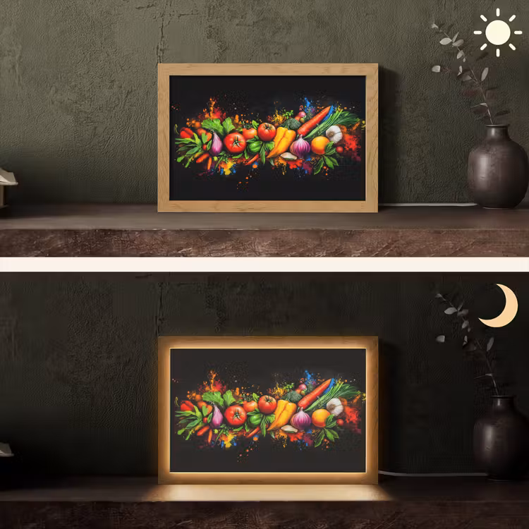 Groente - Eten - Kruiden - Graffiti - Koken Light Box met kabel (Tafellamp) klein -sfeer3