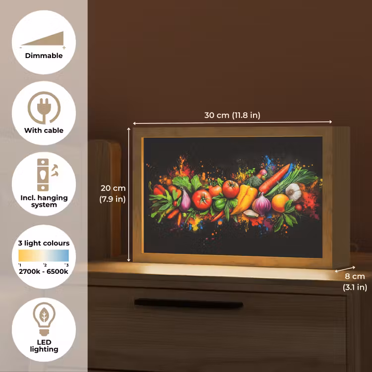Groente - Eten - Kruiden - Graffiti - Koken Light Box met kabel (Tafellamp) klein -USP_EN