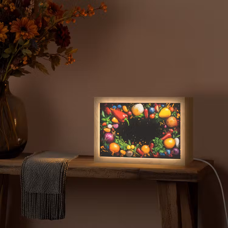 Groente - Graffiti - Kleurrijk - Koken - Abstract Light Box met kabel (Tafellamp) klein -sfeer4