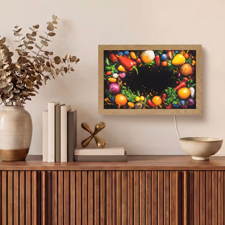 Groente - Graffiti - Kleurrijk - Koken - Abstract Light Box met kabel (Tafellamp) klein -sfeer2