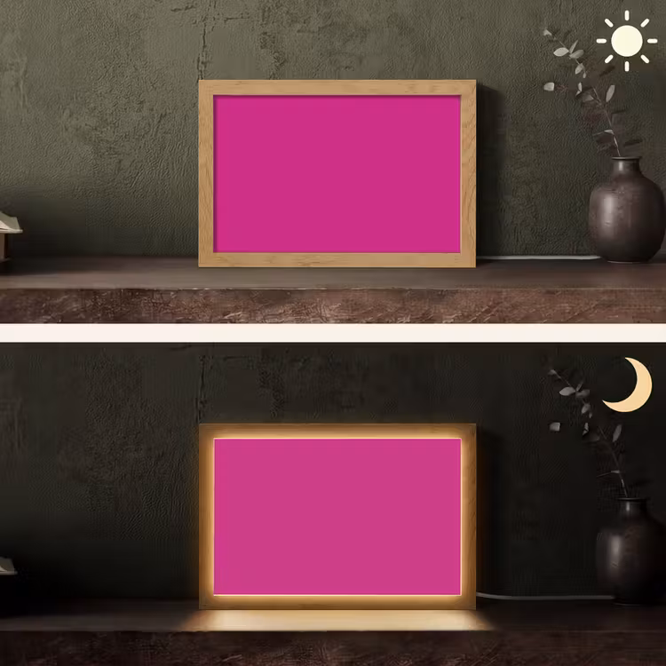 Velvet - Magenta - Roze Light Box met kabel (Tafellamp) klein 924 -sfeer3