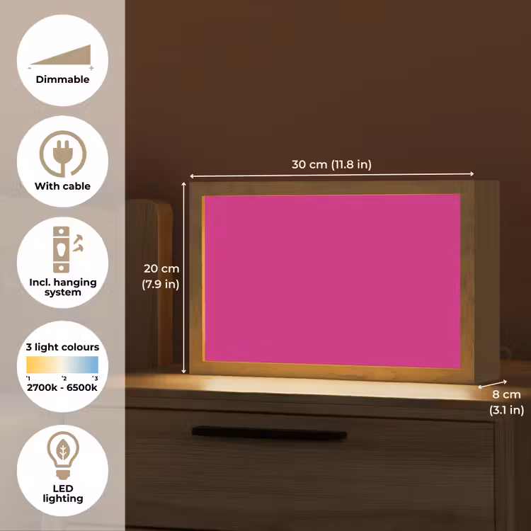 Velvet - Magenta - Roze Light Box met kabel (Tafellamp) klein 924 -USP_EN