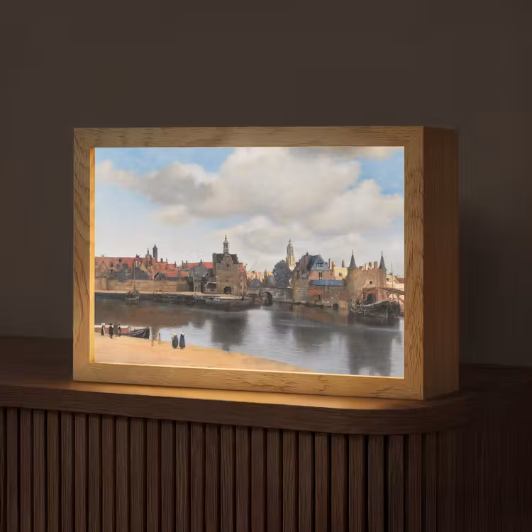 Vermeer - Stad - Oude meesters - Kunst Light Box met kabel (Tafellamp) klein -z3d_website
