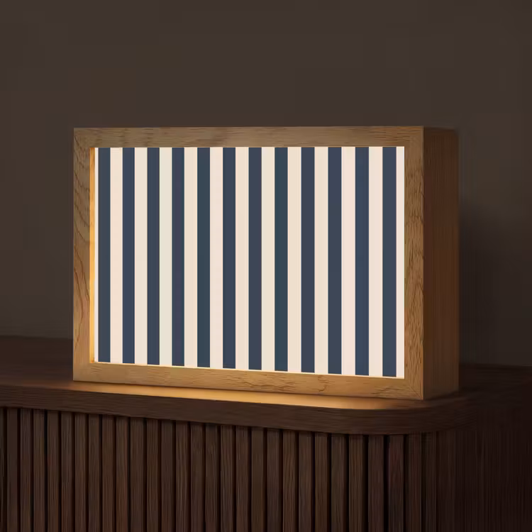 Verticale strepen - Blauw - Crème Light Box met kabel (Tafellamp) klein 924 -z3d_website