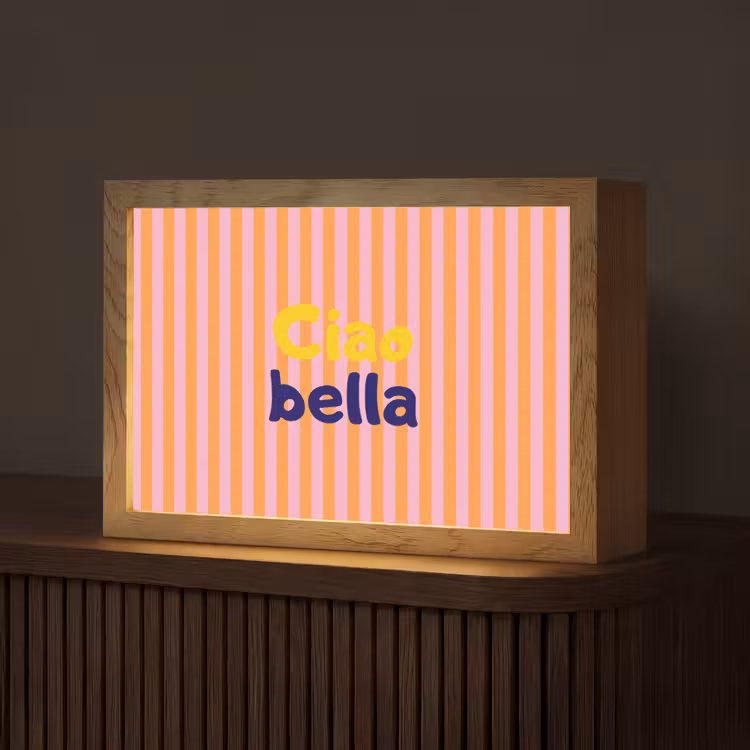 Verticaal - Strepen - Oranje - Ciao bella Light Box met kabel (Tafellamp) klein -z3d_website