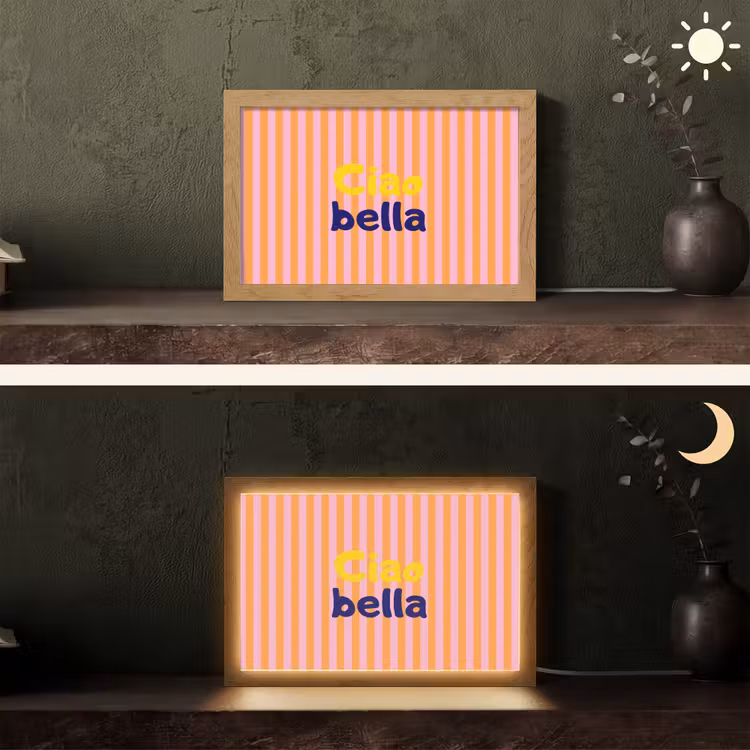 Verticaal - Strepen - Oranje - Ciao bella Light Box met kabel (Tafellamp) klein -sfeer3