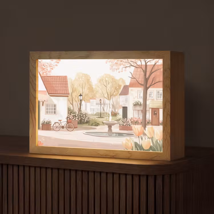 Dorpsplein - Fontein - Tulpen Light Box met kabel (Tafellamp) klein -z3d_website