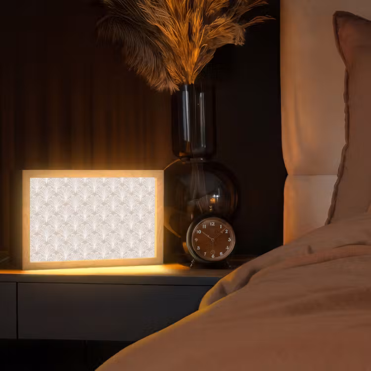 Vintage - Waaier -Crème Light Box met kabel (Tafellamp) klein 924 -sfeer1