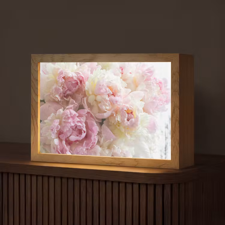Vintage - Bloemen - Rozen - Natuur Light Box met kabel (Tafellamp) klein -z3d_website