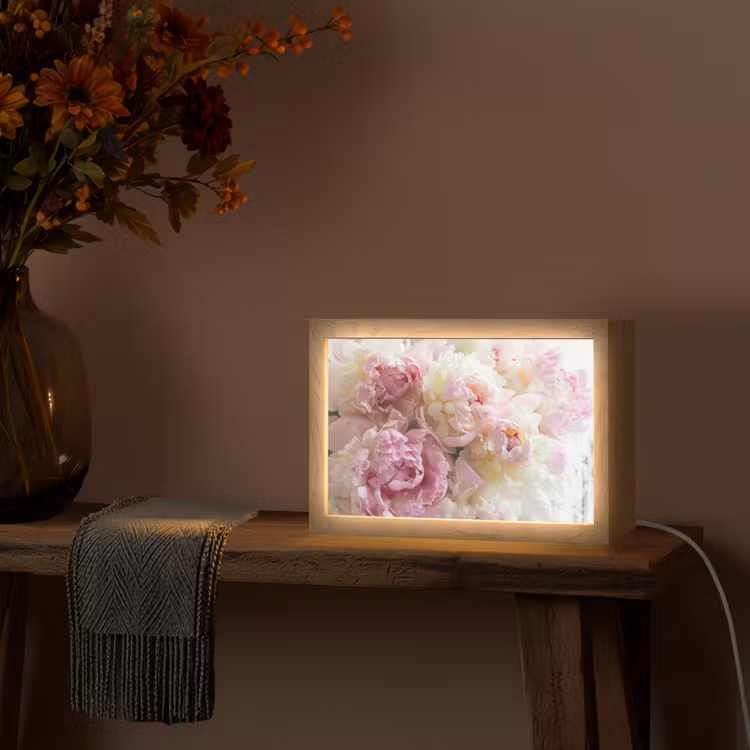 Vintage - Bloemen - Rozen - Natuur Light Box met kabel (Tafellamp) klein -sfeer4
