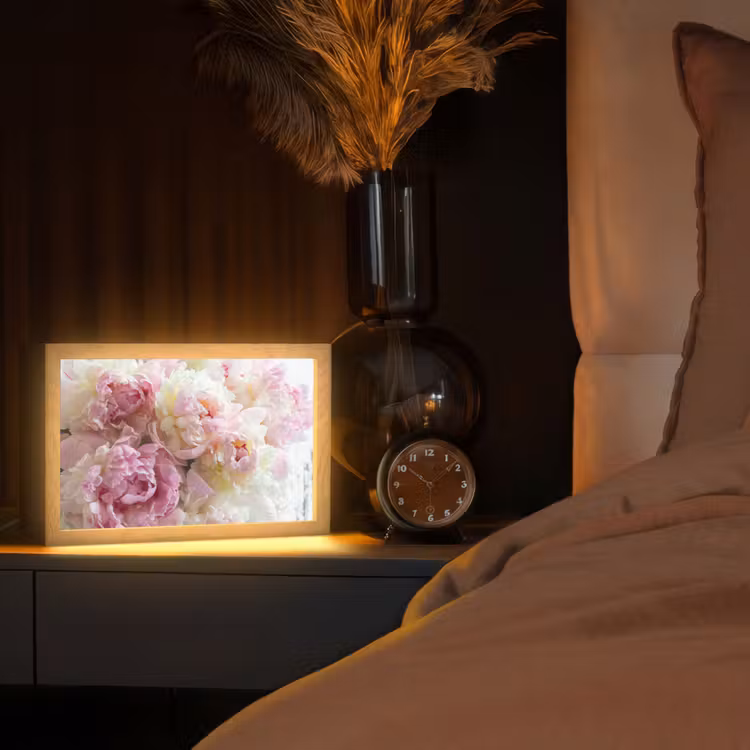Vintage - Bloemen - Rozen - Natuur Light Box met kabel (Tafellamp) klein -sfeer1