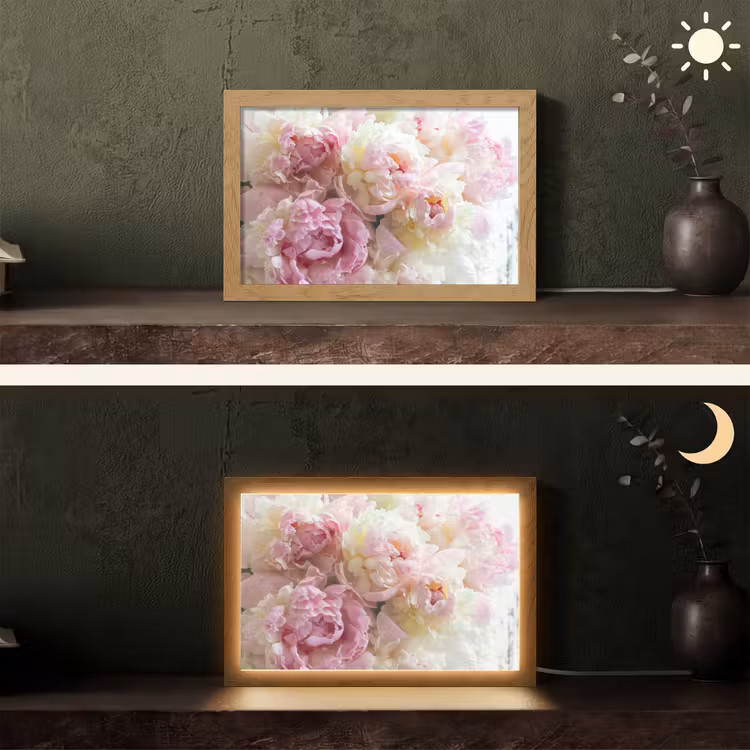 Vintage - Bloemen - Rozen - Natuur Light Box met kabel (Tafellamp) klein -sfeer3