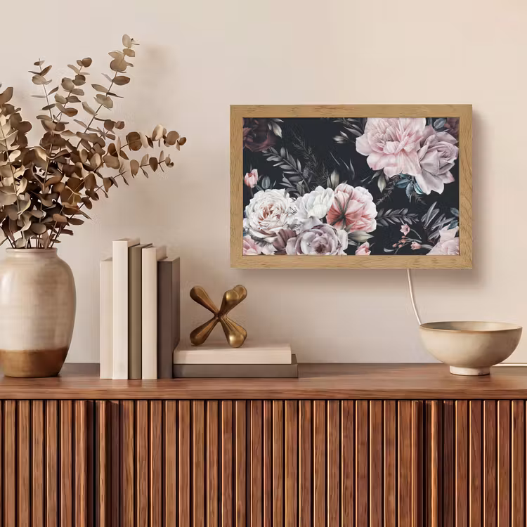 Vintage - Rozen - Romantisch - Bloemen Light Box met kabel (Tafellamp) klein -sfeer2