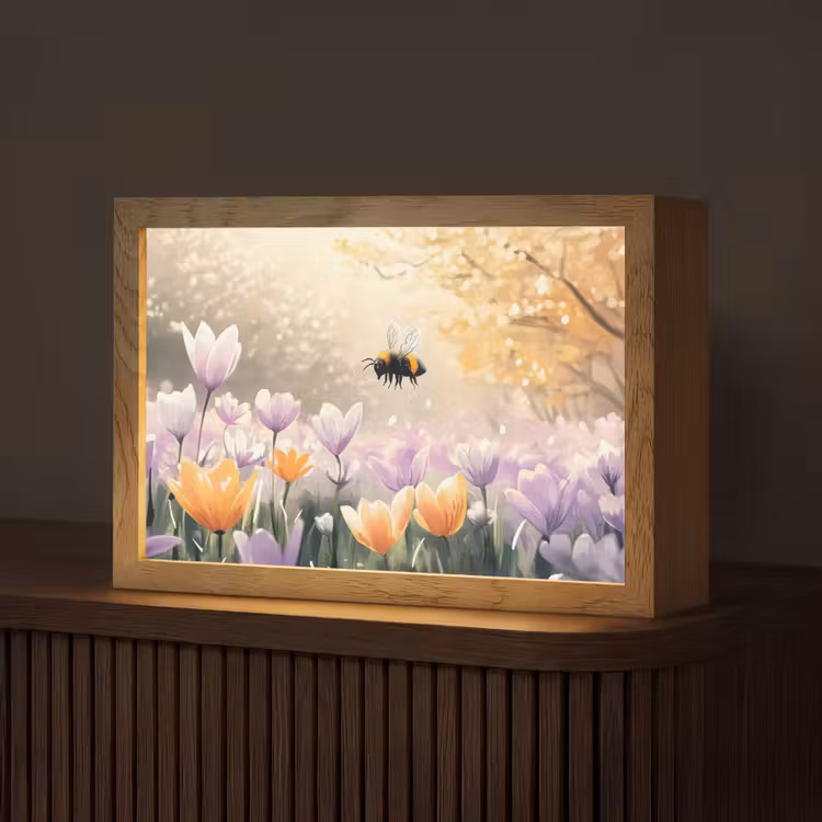 Viooltjes - bij - Zonlicht Light Box met kabel (Tafellamp) klein -z3d_website