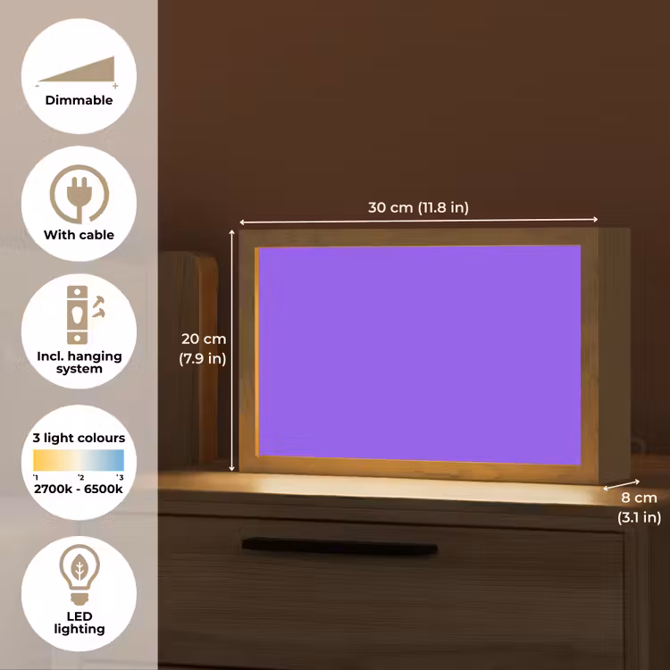 Vivid - Violet - Paars Light Box met kabel (Tafellamp) klein 924 -USP_EN