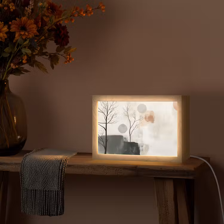 Wabi sabi - Beige - Plant Light Box met kabel (Tafellamp) klein -sfeer4