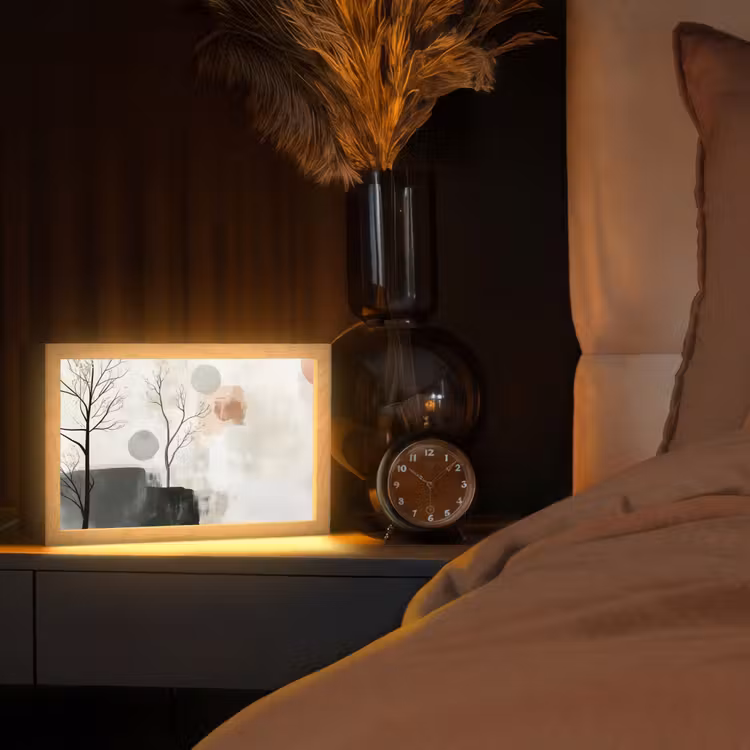 Wabi sabi - Beige - Plant Light Box met kabel (Tafellamp) klein -sfeer1