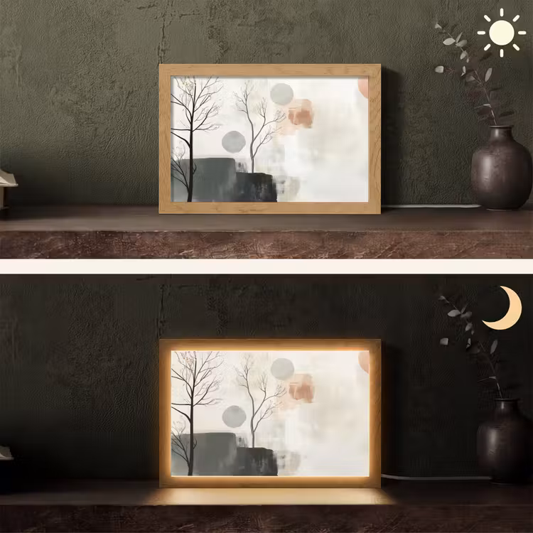 Wabi sabi - Beige - Plant Light Box met kabel (Tafellamp) klein -sfeer3