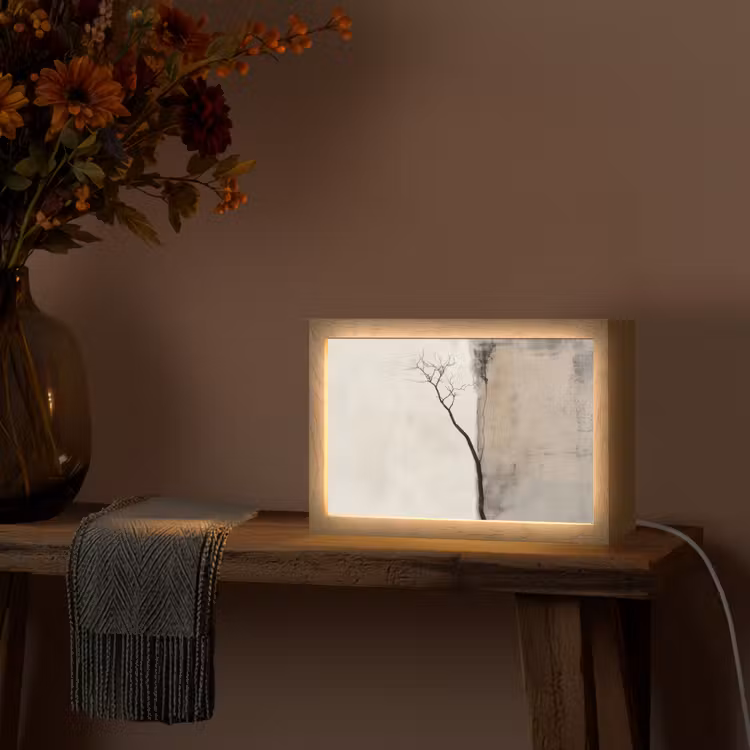 Wabi sabi - Plant - Beige Light Box met kabel (Tafellamp) klein -sfeer4
