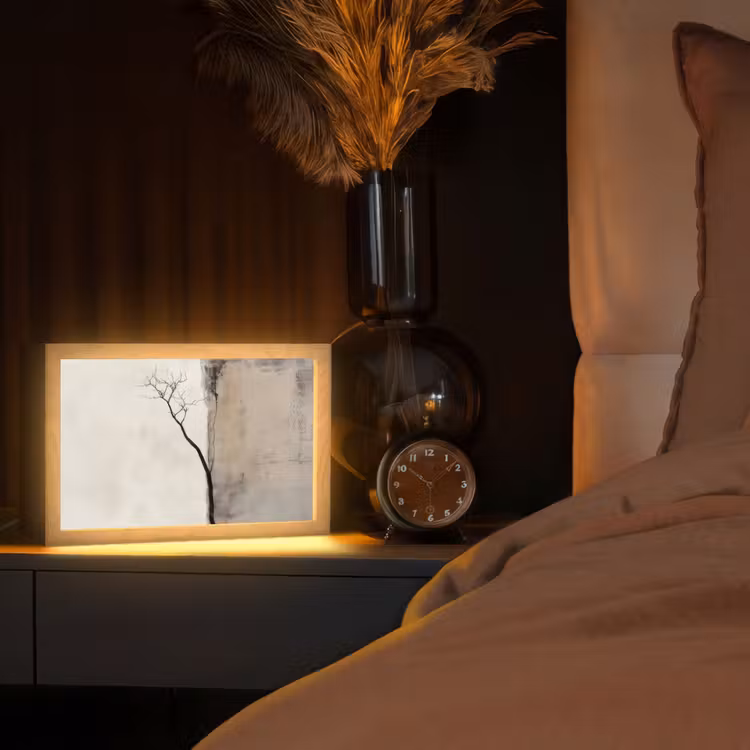 Wabi sabi - Plant - Beige Light Box met kabel (Tafellamp) klein -sfeer1