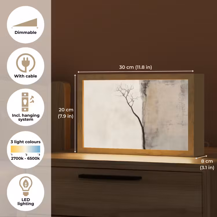 Wabi sabi - Plant - Beige Light Box met kabel (Tafellamp) klein -USP_EN
