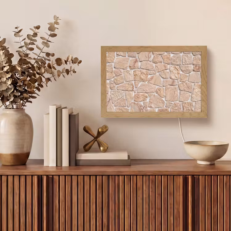 Muur - Steen - Patroon - Rustiek - Beige Light Box met kabel (Tafellamp) klein -sfeer2