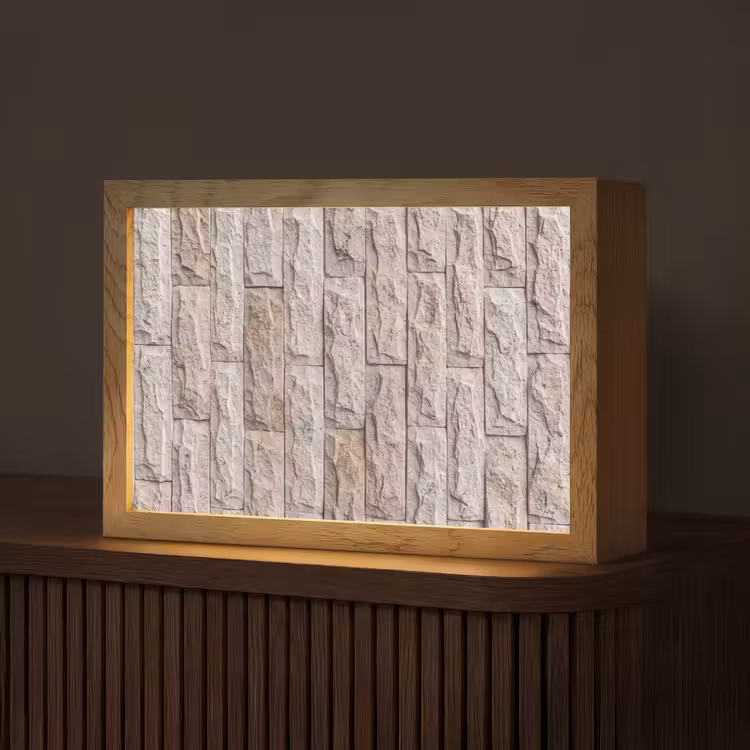 Muur - Steen - Ruw - Beige - Textuur Light Box met kabel (Tafellamp) klein -z3d_website