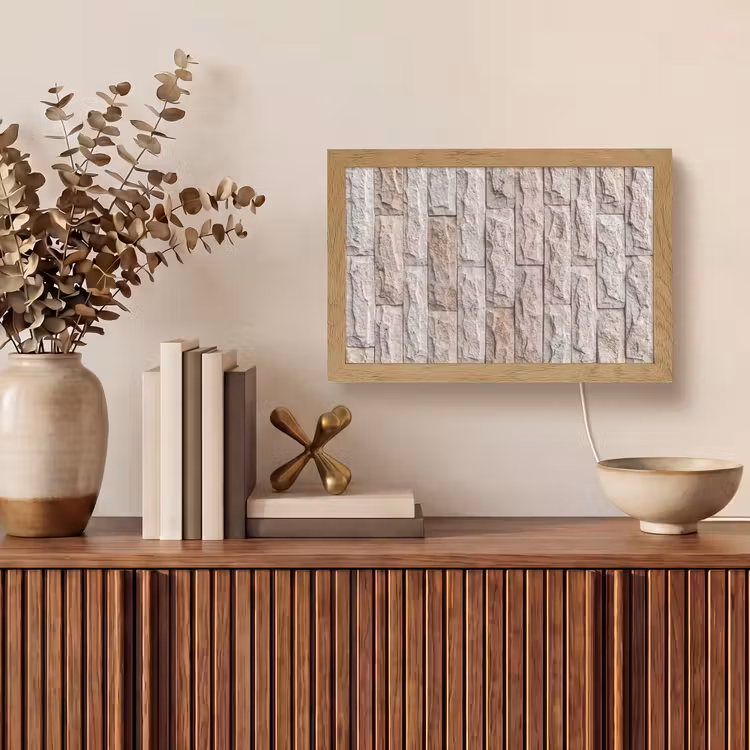 Muur - Steen - Ruw - Beige - Textuur Light Box met kabel (Tafellamp) klein -sfeer2