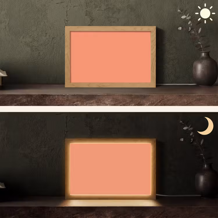 Warm - Clay - Terracotta Light Box met kabel (Tafellamp) klein 924 -sfeer3