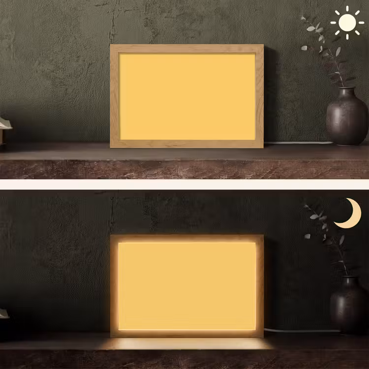 Warm - Sand - Terracotta Light Box met kabel (Tafellamp) klein 924 -sfeer3